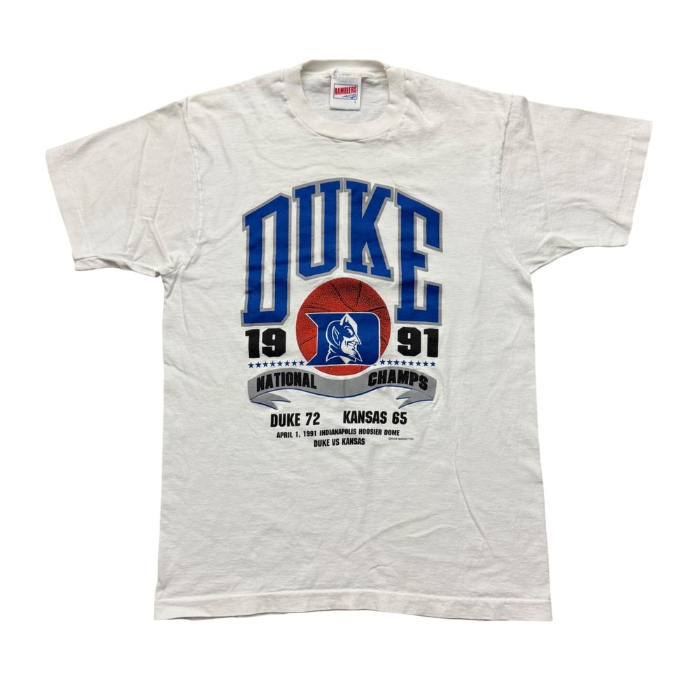 Vintage 1991 Duke National Champs T-Shirt Tee NCAA Basketball 90s